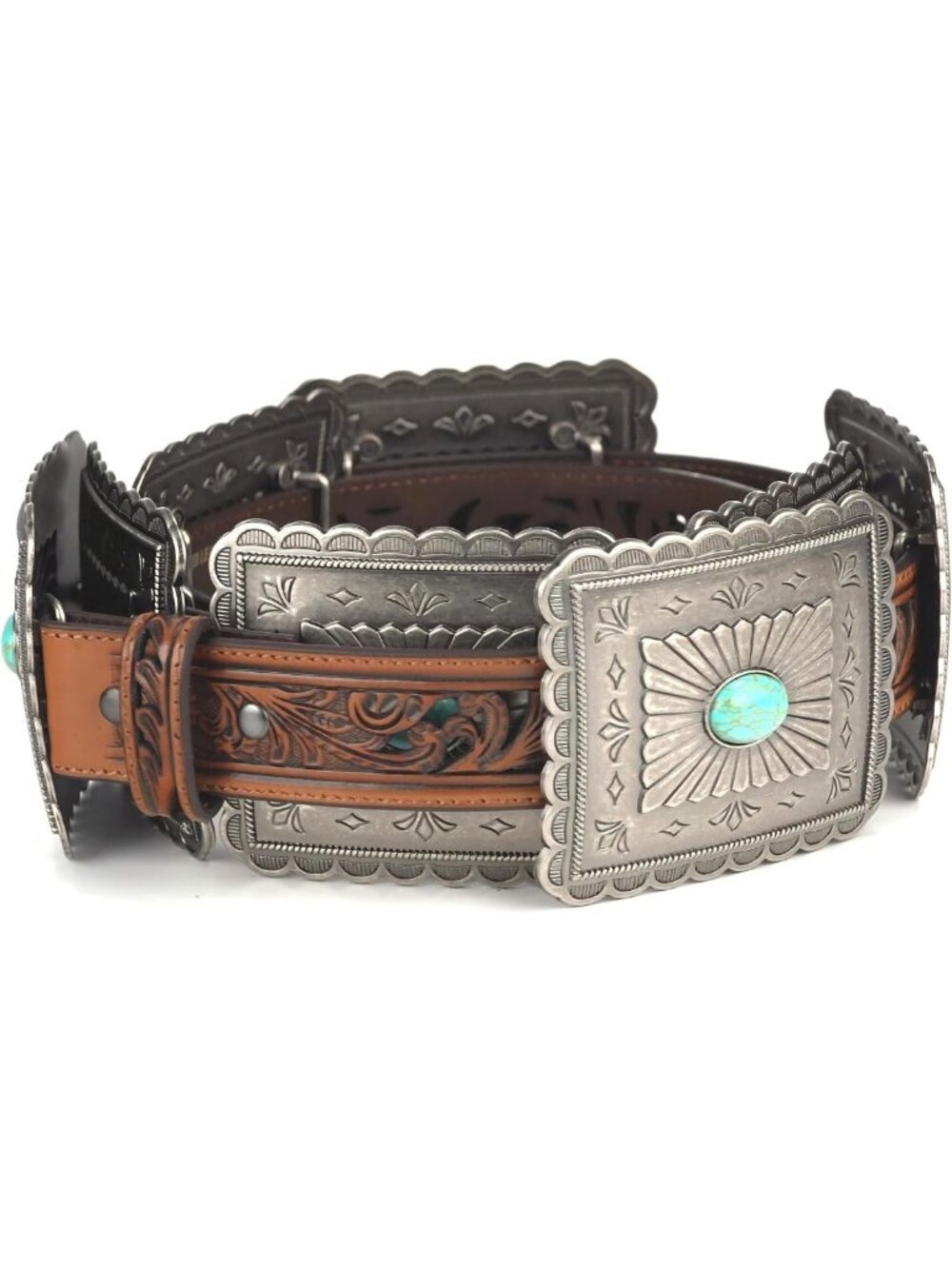 Turquoise Concho Western Belt for Women - Stylish Cowgirl Accessory, Perfect Fit - Picture 5 of 6